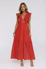 Classic Plaid Maxi Dress Pink