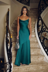 Brilliant Belle Satin Maxi Dress Green