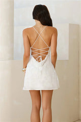 Poolside Glimmer Mini Dress White