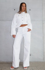 Charlotte Mid Rise Wide Leg Jeans Off White
