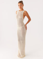 Beach House Crochet Maxi Dress - White