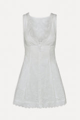 x BELLA HADID Farm Eyelet Mini Dress - Salt Air Eyelet
