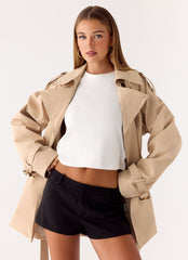 Jackie Mini Trench Coat - Tan