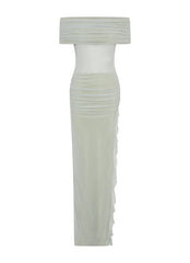 Nelly Off Shoulder Maxi Dress - Pistachio