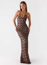 Zecca Lace Maxi Dress - Chocolate
