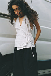Drawcord Halter - Lake Stripe