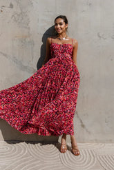 Achanti Pleated Maxi Dress - Pink Multi