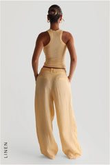 Sheveta The Ivy Wide-Leg Linen Trousers - Mango Creme