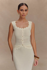 Madeline Scallop Knit Top - Ivory