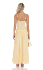 Embroidered Striped Maxi Dress In Yellow
