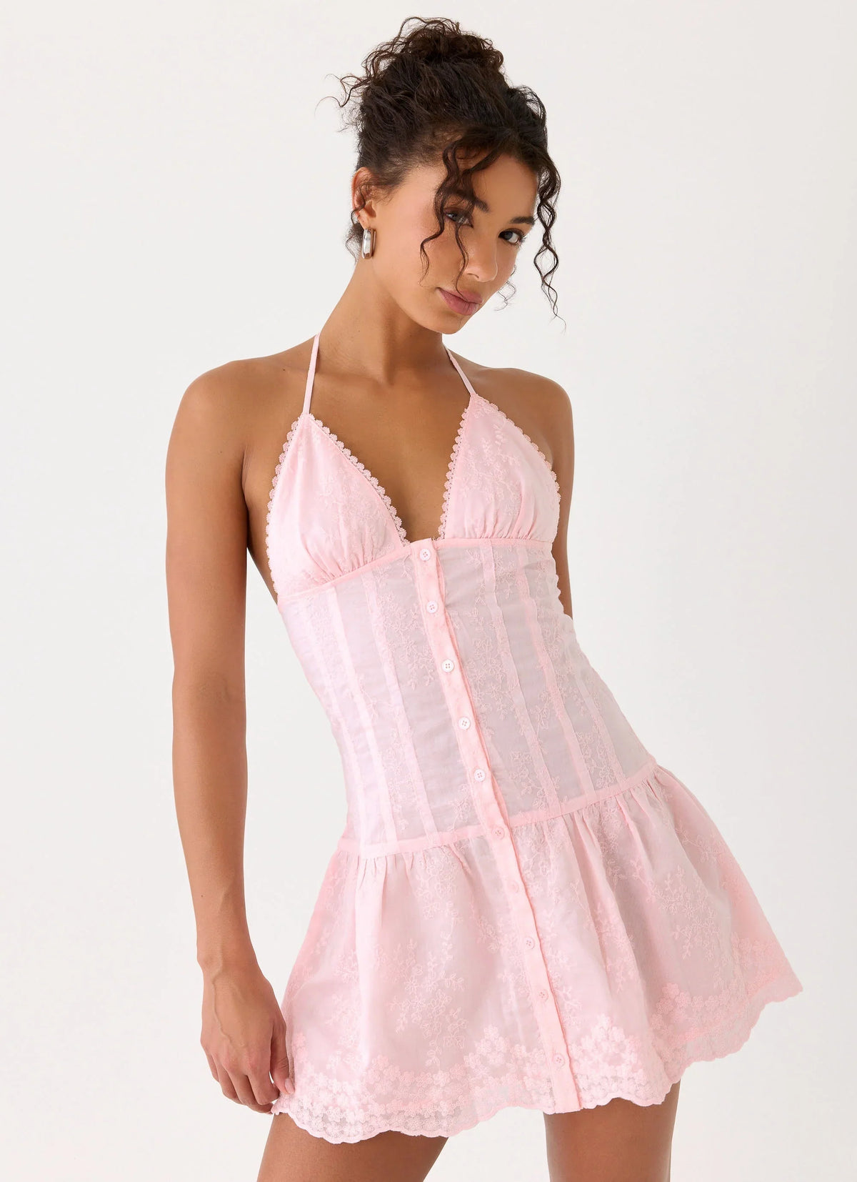 Non Stop Halter Mini Dress Pink