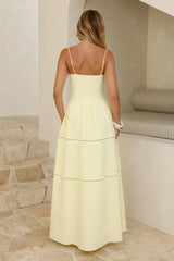 Sunny Day Embroidered Tiered Maxi Dress Yellow
