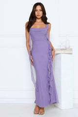 Elevated Attitude Mesh Maxi Dress Purple