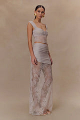 Guinevere Lace And Mesh Top - Lilac