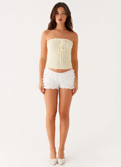Cordelia Shirred Tube Top - Lemon