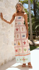 Zelena Strapless Maxi Dress - Penida Print