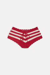 Genevieve Crochet Boy Shorts - Red Ribbon