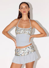 Merinda Halter Top - Misty Blue