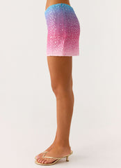 One More Time Sequin Knit Mini Skirt - Disco Ombre