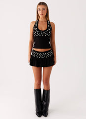 Vegas Nights Halter Neck Top - Black