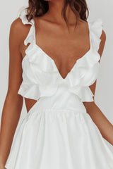 Catalina Tiered Ruffle Cut-Out Maxi Dress White