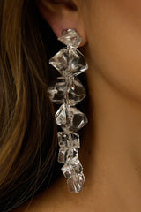 Venusa Irregular Bead Drop Earrings Clear