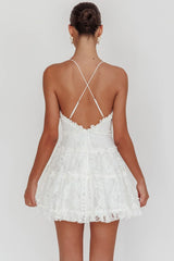 Laney Low Back Cami Strap Dress Lace White